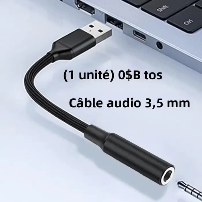 Adaptateur audio USB vers prise jack 3,5 mm, casque/microphone USB vers 3,5 mm, son stéréo externe pour ordinateurs portables
