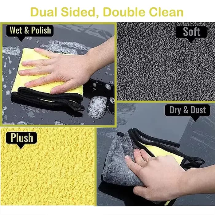 Serviette de lavage de voiture Ultra douce, chiffon d'entretien de voiture en microfibre, chiffon de nettoyage et de séchage, chiffons de nettoyage Double couche, serviettes de lavage de voiture