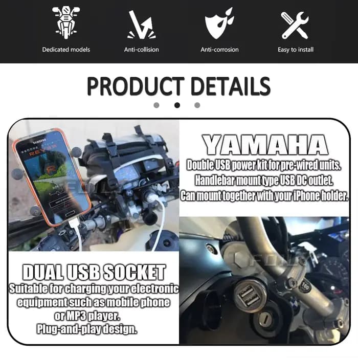 MT07 Nouvelle Moto Double Prise USB Recharge Rapide Téléphone Ipad Électronique de Charge Pour Yamaha MT09 2017-2021