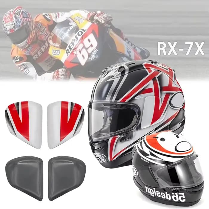 D'expériences de moto des deux côtés bouclier couverture ensemble visière plaque de Base pour ARAI jas7X RX-7X