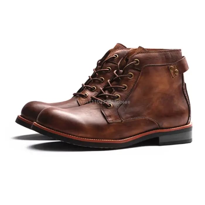 Bottes de moto rétro à bout rond pour homme