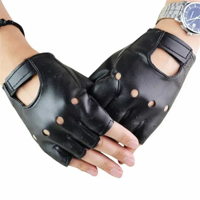 DOMEN – gants demi-doigts en cuir synthétique unisexe