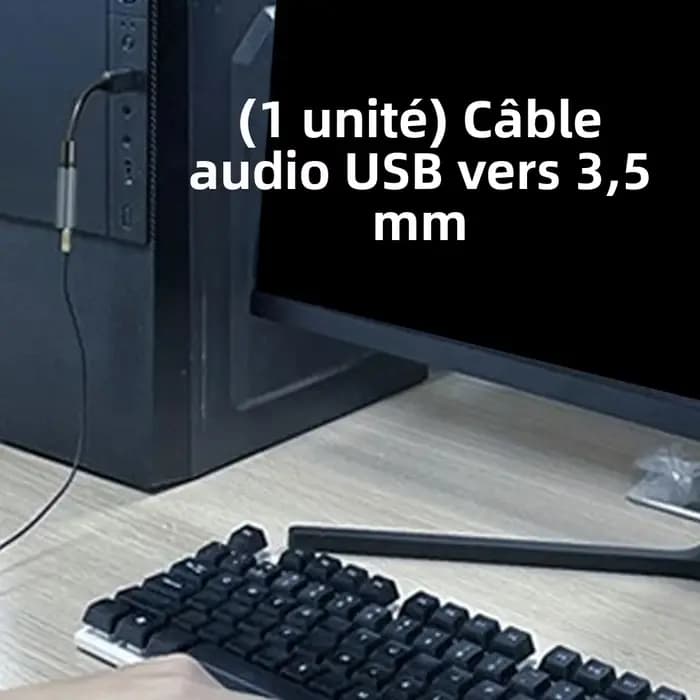 Adaptateur audio USB vers prise jack 3,5 mm, casque/microphone USB vers 3,5 mm, son stéréo externe pour ordinateurs portables