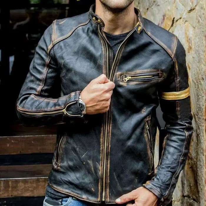 2025 automne moto veste en cuir hommes rue mode Bomber vestes décontracté col montant manteau