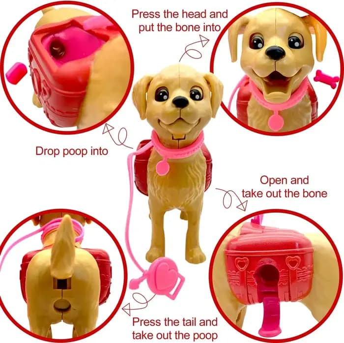 1 ensemble d'accessoires pour maison de poupée 1:6 : Mini chien en plastique + équipement pour animaux de compagnie, combinaison extérieure pour ensemble de poupées