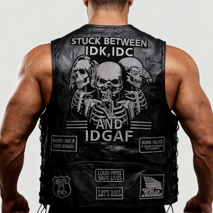 Gilet de moto sans manches en cuir de mouton pour Harley