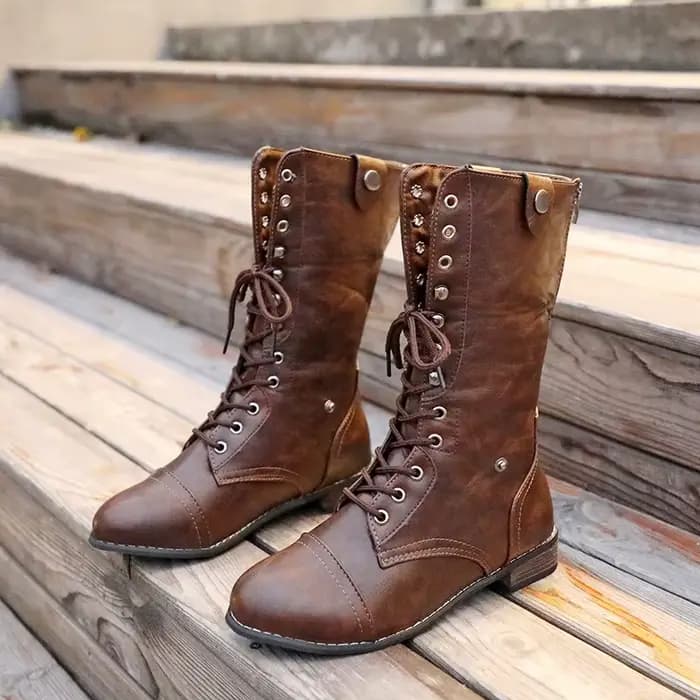 Bottes mi-mollet rétro à lacets pour hommes et femmes