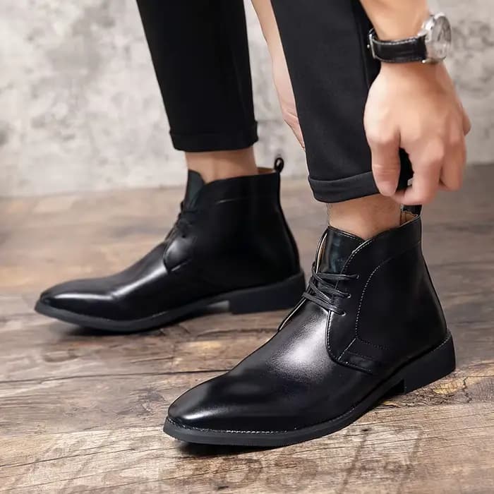 Mayba-Bottes d'hiver en cuir pour hommes