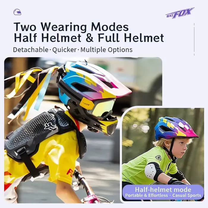 BATFOX enfant détachable casque intégral vtt enfants vélo cyclisme VTT skateboard motorcross