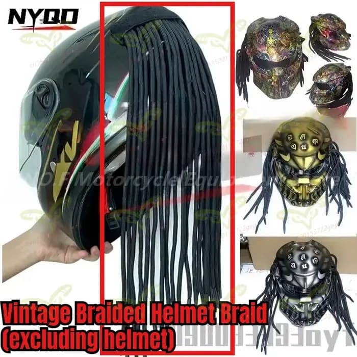 28 tresses décoratives pour casque de moto, style rétro Predator, pour motards