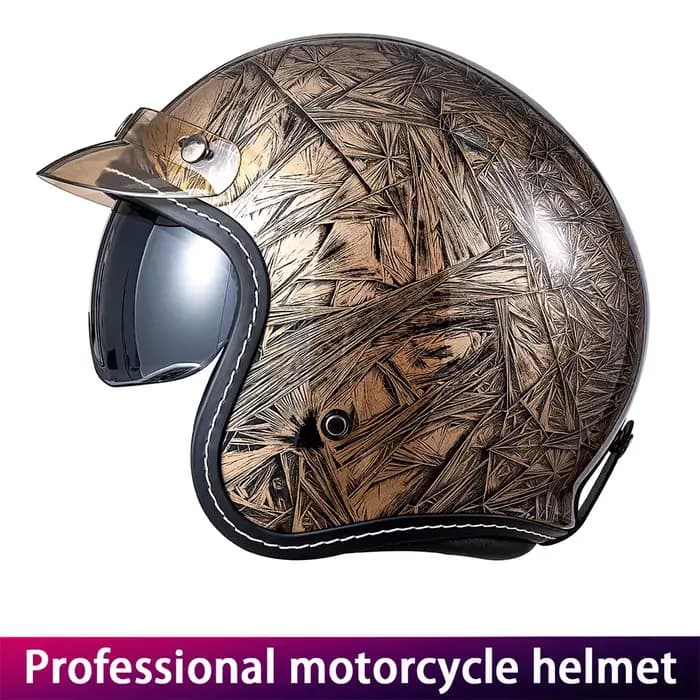 Casque de moto Vintage rouge trois-quarts mâle femelle double lentille Cruiser Biker couvre-chef Protection avec fonction miroir