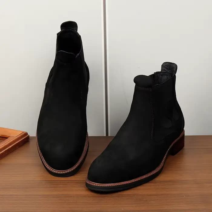 Botte de selle haute en cuir fauve pour hommes