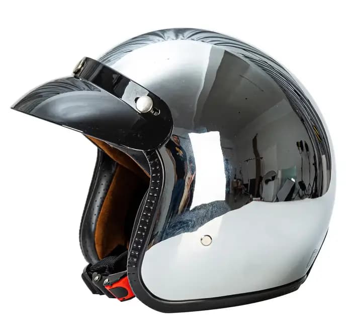 Casque de Moto à visage ouvert Vintage Kask Capacete Chrome argent rétro