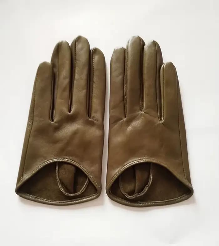 Mitaines courtes en cuir de chèvre véritable pour femmes
