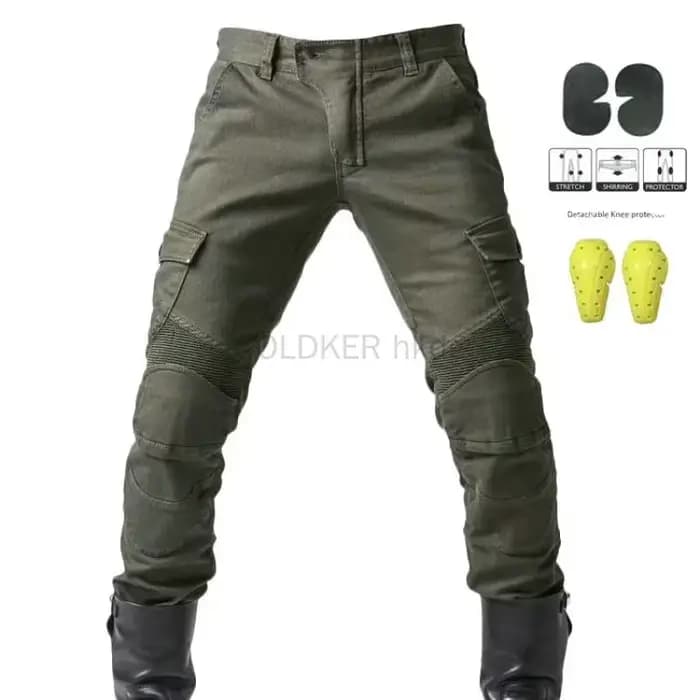 Pantalon cargo en jean moto 2025 avec protections de genoux