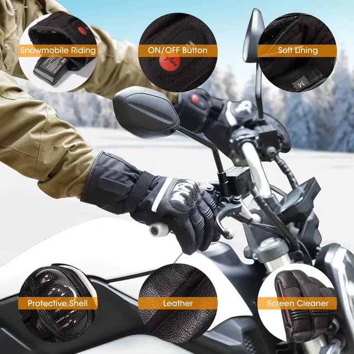 Savior Heat 100% gants de moto imperméables Guantes chauffants