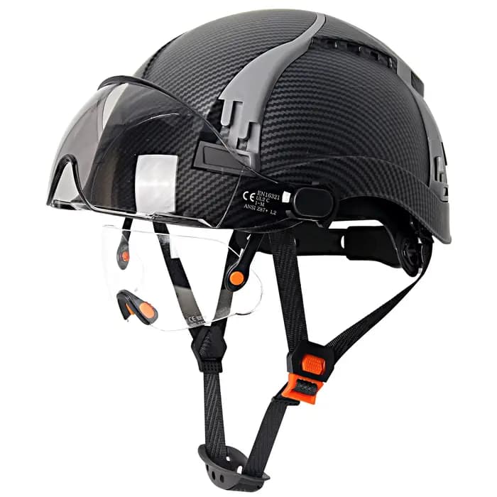 Casque de sécurité en fibre de carbone CE avec double visière