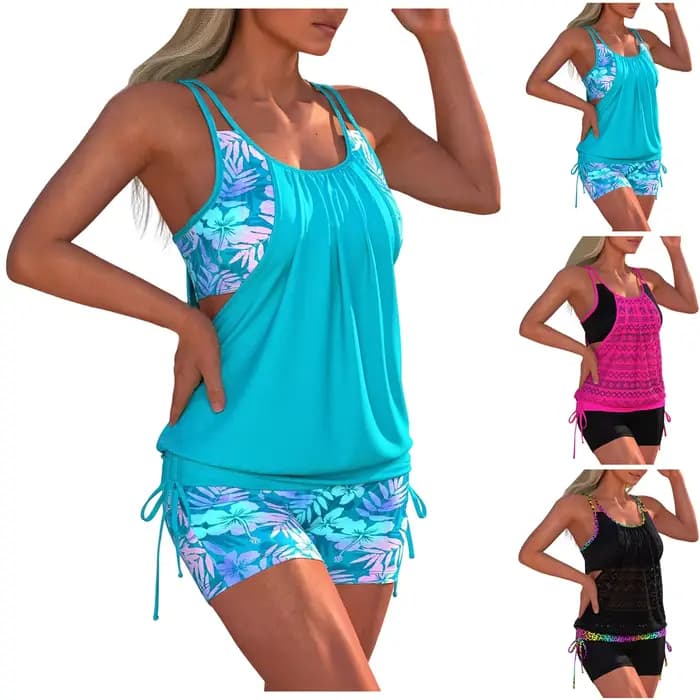 Maillots de bain pour femmes 2026, maillots de bain deux pièces avec poches sportives, shorts de bain, biquíni praia feminino