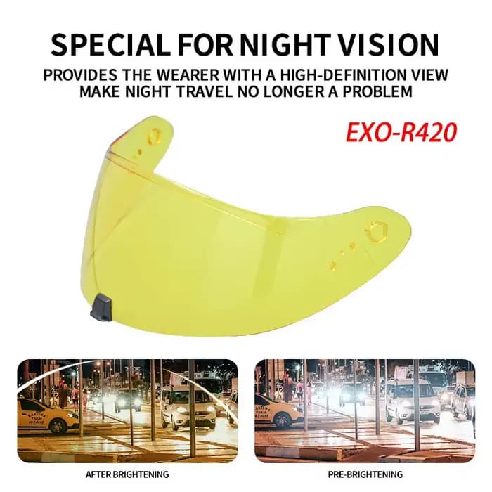 Visière de casque pour SCORPION EXO-R420 EXO R420 Lentille Vision Nocturne