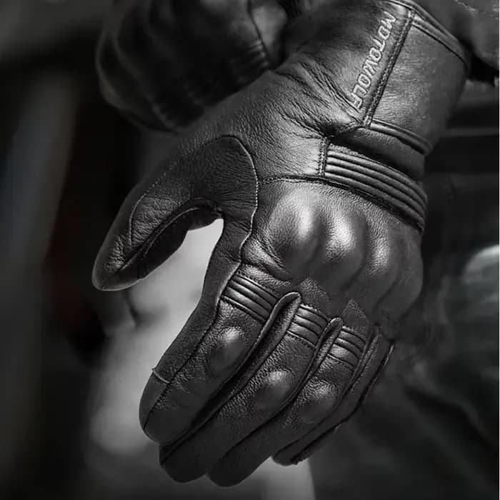 Gants de moto en cuir véritable pour Homme