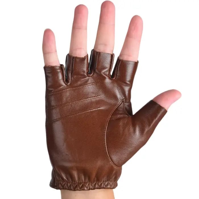 Gants de conduite en cuir demi-doigt sans doigts pour hommes