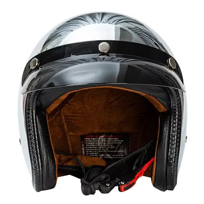 Casque de Moto à visage ouvert Vintage Kask Capacete Chrome argent rétro