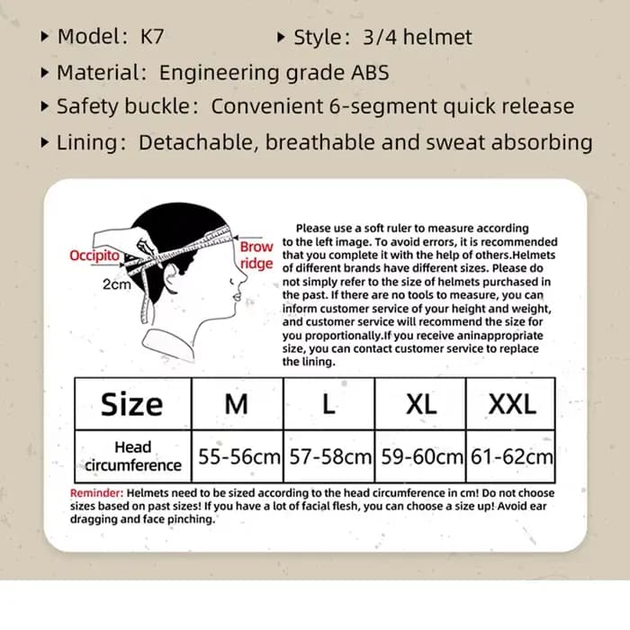 Casque de moto rétro amovible Masque Cruiser 3/4