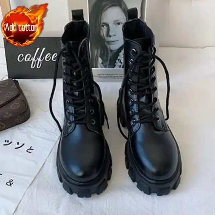 Bottes à Baril Court en Cuir pour Femme