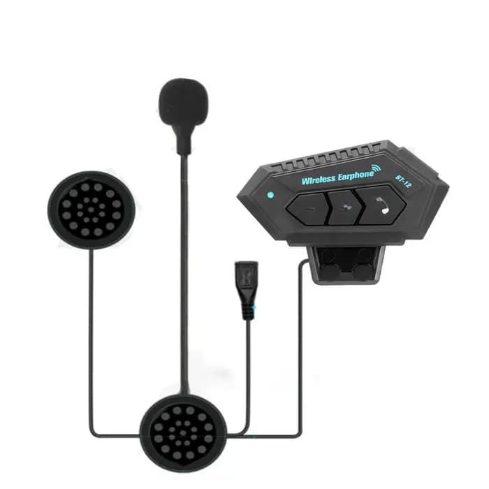 Casque de moto BT-12 avec écouteurs Bluetooth 5.0 sans fil, appels mains libres, écouteurs étanches,