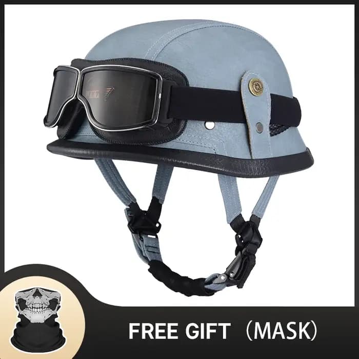 Casque de moto demi-casque allemand classique à visage ouvert Style rétro pour Cruiser Chopper certifié DOT léger Durable