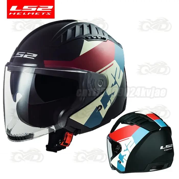 Casque de moto LS2 OF600 COPTER à double visière, casque rétro ouvert pour homme et femme, anti-chute et respirant