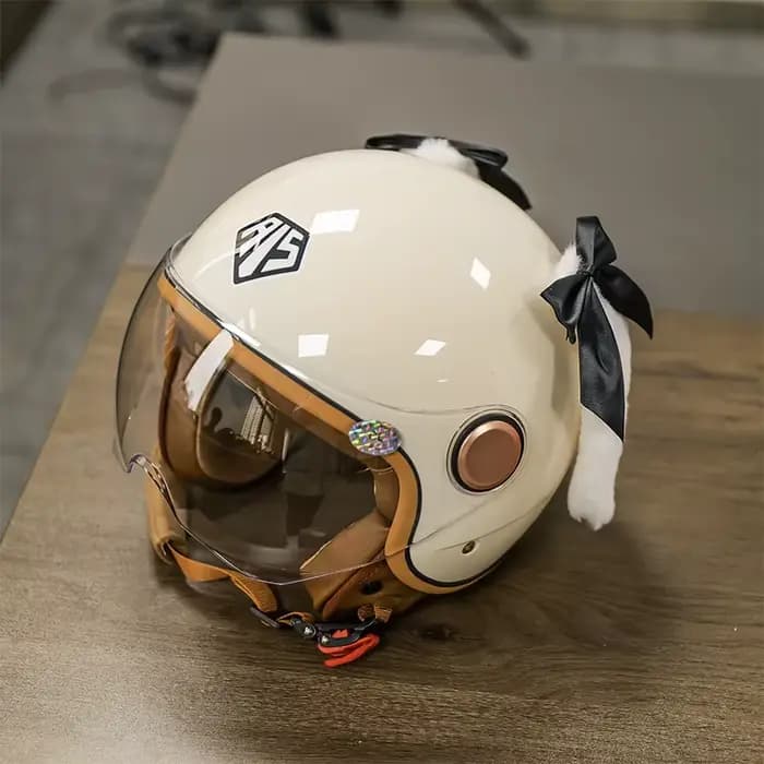 Casque de Moto Vintage, Ouvert au Visage, Rétro 3/4, Demi-Casque