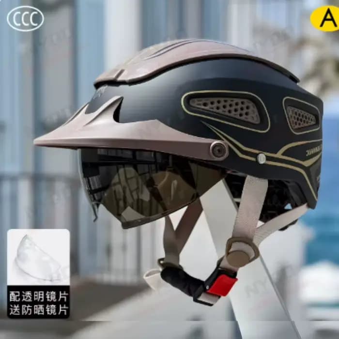NOUVEAU Casque de moto d'été respirant à visière ouverte pour hommes et femmes, casque demi-coque à