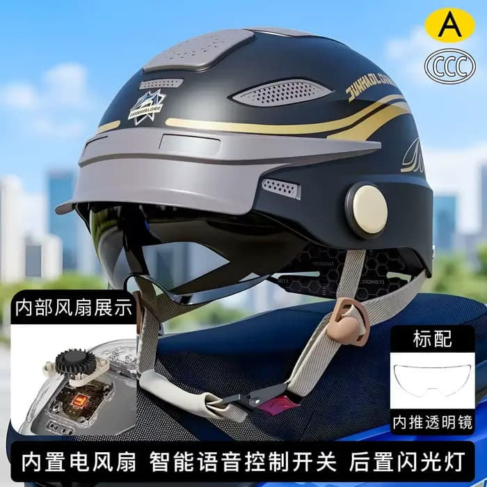 Nouveau casque demi-intégral intelligent respirant pour l'été, pour hommes et femmes, pour moto et s