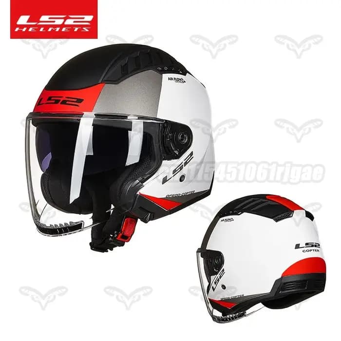 Casque ouvert LS2 OF600 Copter avec double visière, pare-soleil intégré, anti-rayures, résistant aux UV, dégagement rapide, pour moto et scooter.