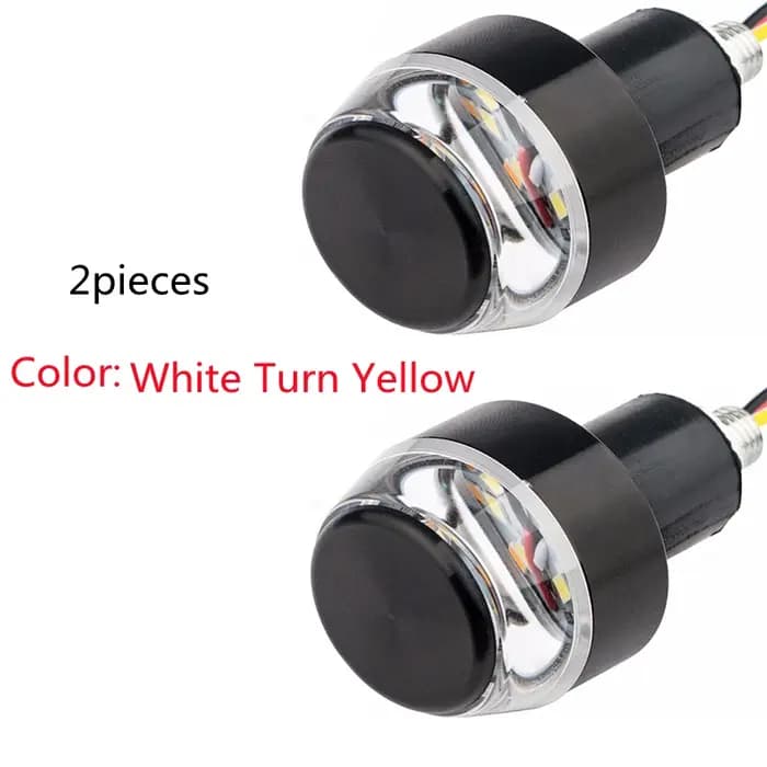 2 pièces 12V moto LED guidon fin clignotant blanc jaune