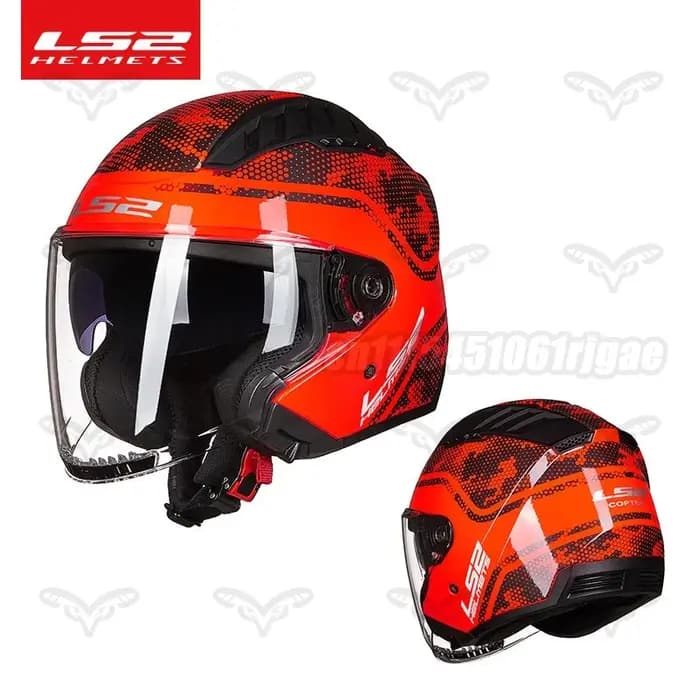 Casque ouvert LS2 OF600 Copter avec double visière, pare-soleil intégré, anti-rayures, résistant aux UV, dégagement rapide, pour moto et scooter.