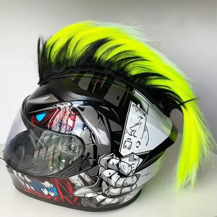 Perruque Mohawk pour casque de moto
