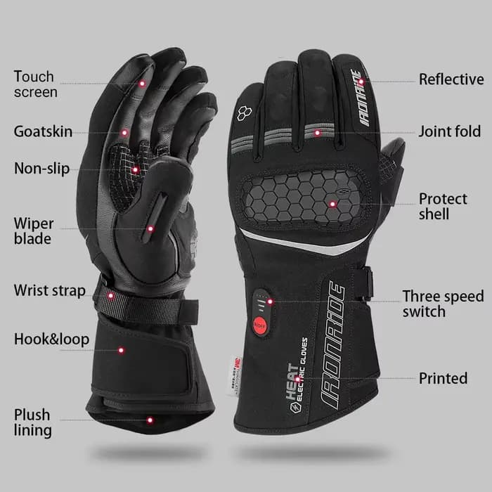 Gants chauffants d'hiver pour moto