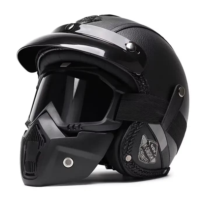 Casque de moto vintage VGV amovible Masque Cruiser 3/4