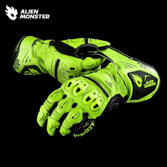 Gantelet gants de moto hommes vert course Guantes femmes rouge longue manchette en peau de mouton gant route