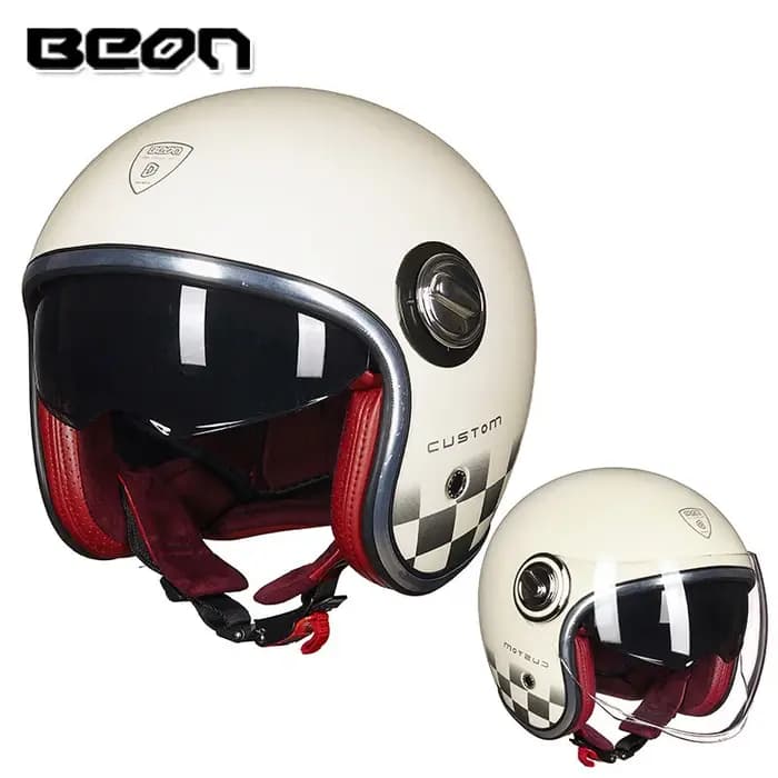 Boutique Officielle BEON - Casque Moto Ouvert Rétro BEON B-108A 3/4 - Casque Vintage pour Moto, Scooter