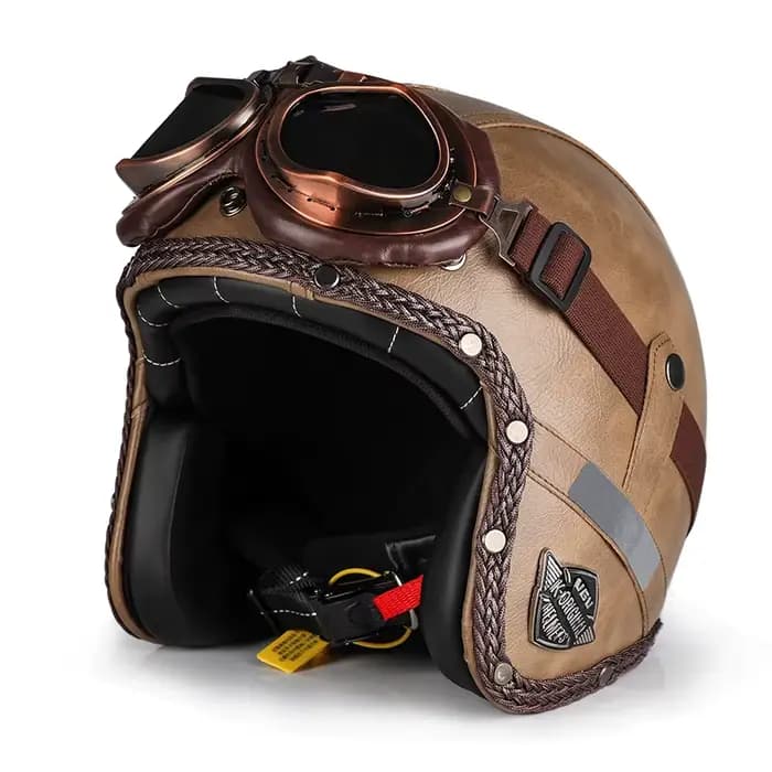 Casque de moto rétro amovible Masque Cruiser 3/4 casque visage ouvert hommes femmes respirant prot
