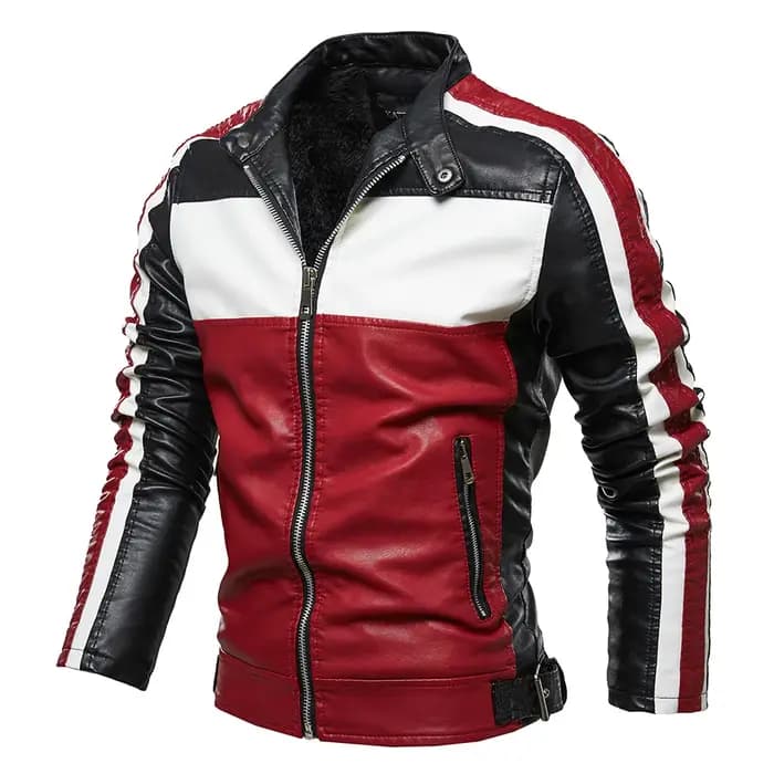 Veste de motard en cuir jaune pour homme