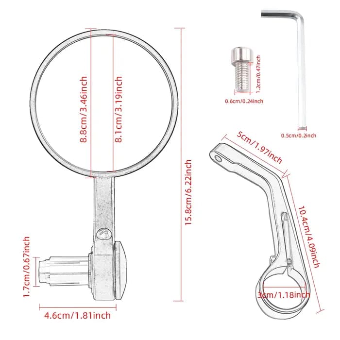 Rétroviseur d'extrémité de barre de moto en aluminium CNC