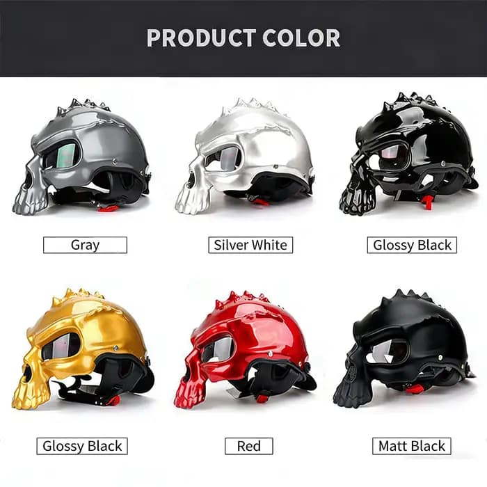 Casque de moto vintage en forme de crâne