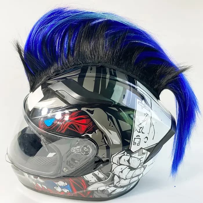 Personnalité créative moto casque électrique décoration Mohawk perruque