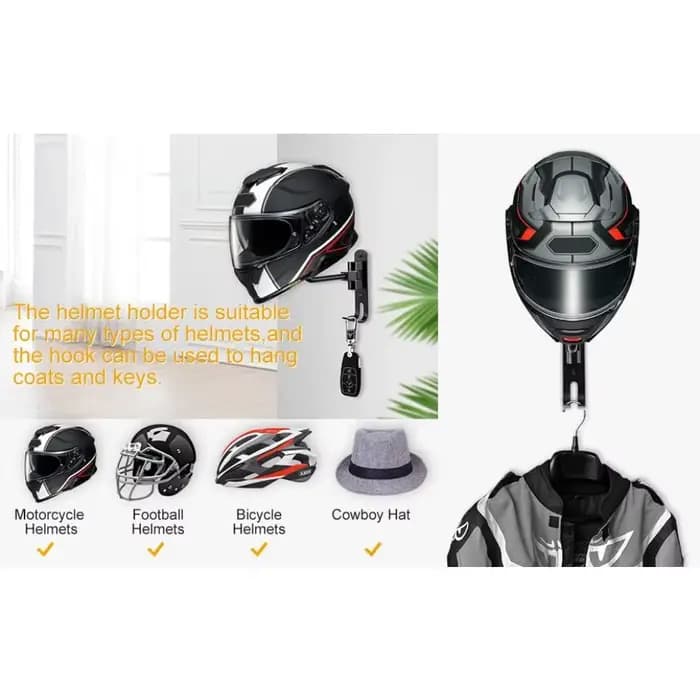 180 ° Support mural rotatif pour casque de moto