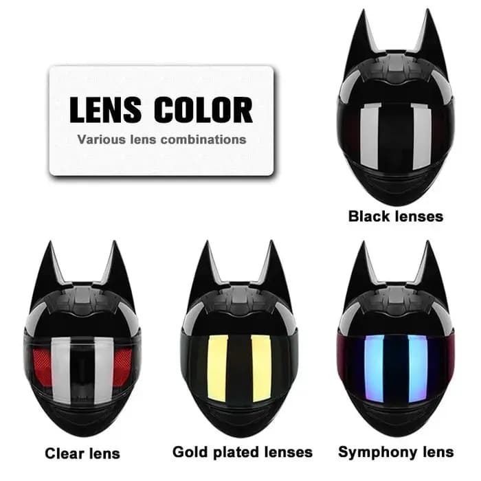 Casque complet de moto en corne de chauve-souris, Scooter tout-terrain, personnalité, cornes de démon, équipement de chevalier Cool accrocheur