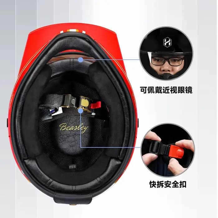 BEASLEY casque de moto électrique locomotive rétro